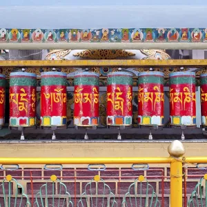 Buddhist prayer wheels, Tibet, Dharamsala Buddhist prayer wheels, Tibet, Dharamsala