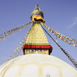 Buddhist stupa with banners, Boudhdanath