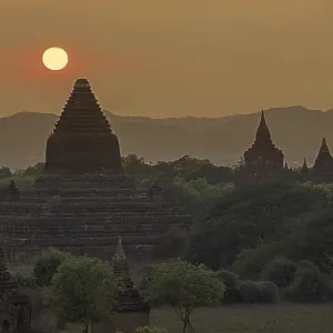 Buddhist temples and pagodas at sunset in the ancient city Bagan Buddhist temples and pagodas at sunset in the ancient city Bagan