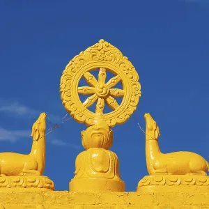 Buddhist Wheel of the Law. Kungri Monastery