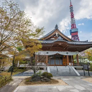 Building in Zojo-ji Temple, Tokyo Tower Tower Tower at the back