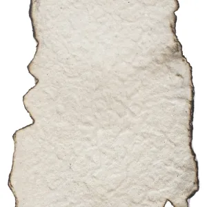 Burnt cardboard isolated on white background