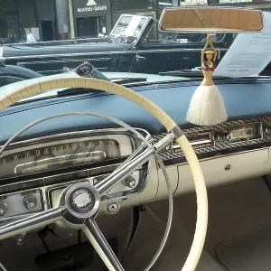 Cadillac classic car, steering wheel