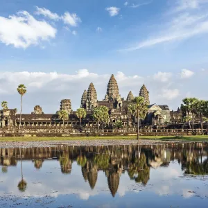 Cambodia landmark Angkor Wat with reflection in water