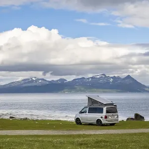 Camper on the beach, VW California