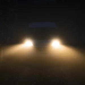 Campervan in Fog, Trollstigen, Norway Print