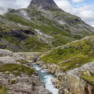 Camping in a small tent in the middle of nature in Norway Scandinavia