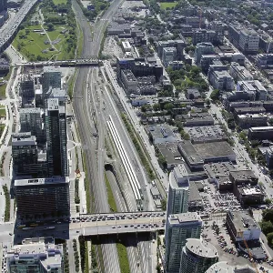 Canadian metropolis Toronto hot summer aerial view Canadian metropolis Toronto hot summer aerial view
