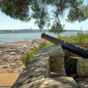 Cannon at Castelo de Sao Jorge Print, Lisbon, Portugal