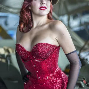 Captain, beautiful woman with pinup style of the Second World War
