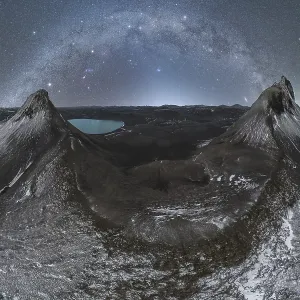 Scène nocturne captivante du nord de l'Iceland sous des montagnes rugueuses et un vaste ciel.