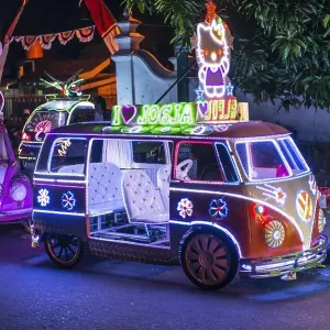 Car illuminated with colourful LEDs