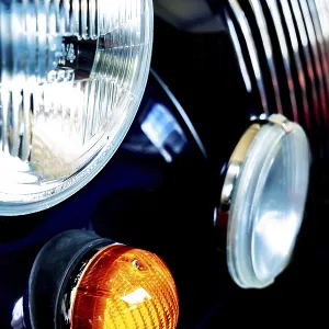 Car Lamps and Car Grille on the Front of a an Old Classic Car in Switzerland