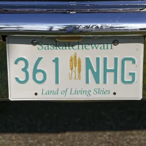 Car show, vintage car license plate