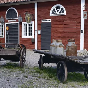 Cart with milk cans, Scandinavia Cart with milk cans, Scandinavia