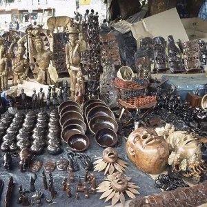 Carvings, wood carving stand at Lilongwe market