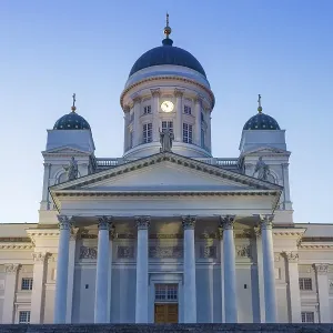 Cathedral cathedral church Tuomiokirkko evening night travel tourism in Helsinki