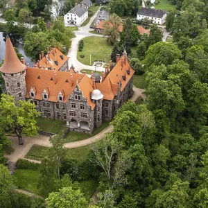 Cesvaine medieval castle in Latvia from above Cesvaine medieval castle in Latvia from above