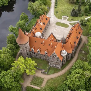 Cesvaine medieval castle in Latvia from above Cesvaine medieval castle in Latvia from above