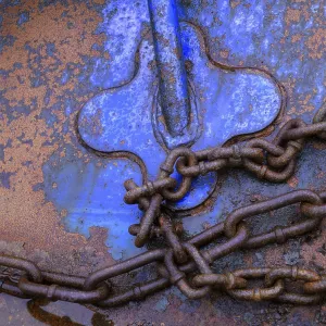 Chain in boat, iron chain, Varanger Peninsula Chain in boat, iron chain, Varanger Peninsula