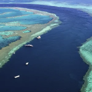 Channel with leisure boats, Coral Reef Channel with leisure boats, Coral Reef