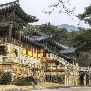 Cheongungyo and baegungyo in bulguksa temple taken during winter