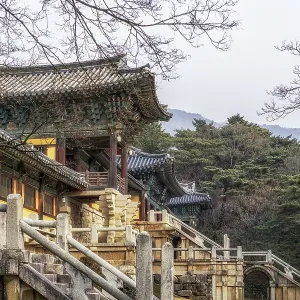 Cheongungyo and baegungyo in bulguksa temple taken during winter