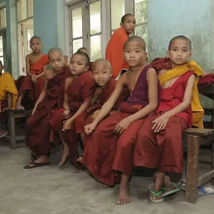 Child monks in a classroom in a school in Mandalay Child monks in a classroom in a school in Mandalay