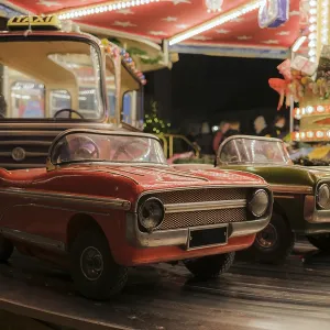 Children's carousel, classic fair ride at a Christmas market