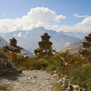 Chorten - memorial constructions in monastery Muktinath