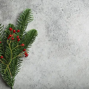 Christmas and New Year flat lay composition frame with green fir tree branch Christmas and New Year flat lay composition frame with green fir tree branch