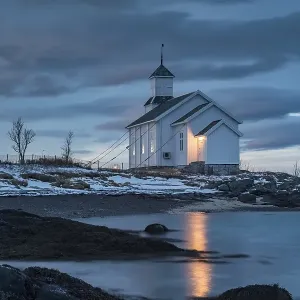 Church of Gimsoy at dawn, Gimsoykirke