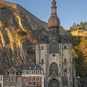 Citadel and 13th-century Gothic Collegiate Church of Notre Dame de Dinant in the city along the river Meuse Citadel and 13th-century Gothic Collegiate Church of Notre Dame de Dinant in the city along the river Meuse
