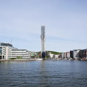 City skyline with the tallest building in Scandinavia Karlatornet skycraper in Lindholmen on May 13