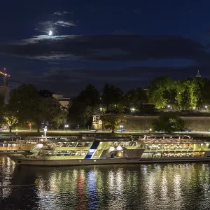 City view with Elbe in the evening
