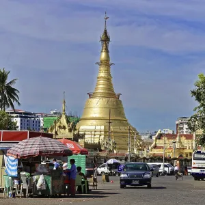 City view of Yangon with the golden Shwedagon Pagoda in the background