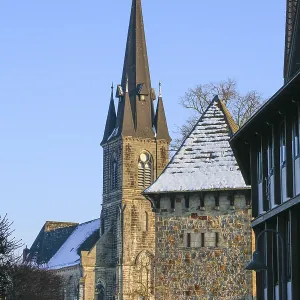 City wall with tower, St. Sturmius Catholic Church City wall with tower, St. Sturmius Catholic Church