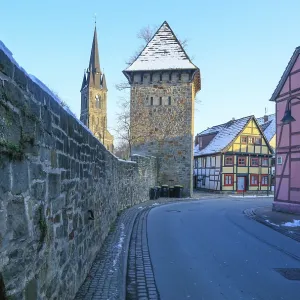 City wall with tower, St. Sturmius Catholic Church City wall with tower, St. Sturmius Catholic Church