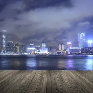Cityscape of Victoria harbor in the night in Hong Kong Cityscape of Victoria harbor in the night in Hong Kong