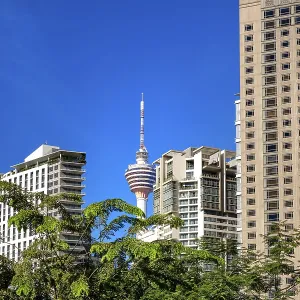 Cityscape view of Kuala Lumpur downtown on sunny day