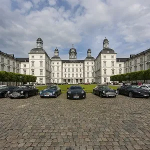 Classic Aston Martins in front of the Grandhotel Schloss Bensberg Classic Aston Martins in front of the Grandhotel Schloss Bensberg