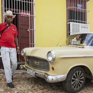 Classic car Opel Kapitaen and passer-by