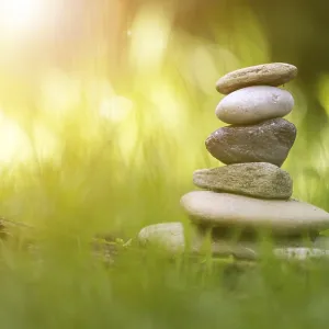 Close up of stone cairn, metaphor for balance