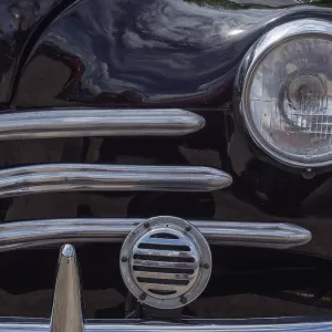 Close-up of a black classic car Close-up of a black classic car