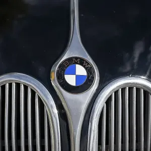 Close-up of a BMW classic car with company logo Close-up of a BMW classic car with company logo