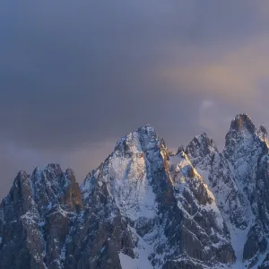 Close-up of mountain peaks of the Haunold Group in the evening light Close-up of mountain peaks of the Haunold Group in the evening light