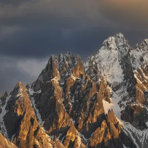 Close-up of mountain peaks of the Haunold Group in the evening light Close-up of mountain peaks of the Haunold Group in the evening light