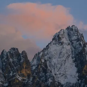 Close-up of mountain peaks of the Haunold Group in the evening light Close-up of mountain peaks of the Haunold Group in the evening light