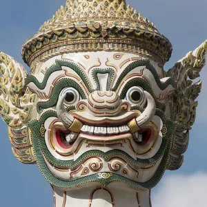 Close up, statue of giant Yaksha demon guarding gates of Grand Palace