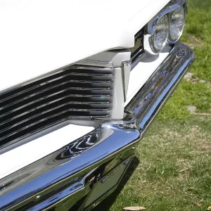 Close-up of a white vintage car Close-up of a white vintage car